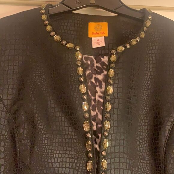 Ruby Rd. Black Jacket Blazer Jewels Jeweled Size 10 - Picture 4 of 6